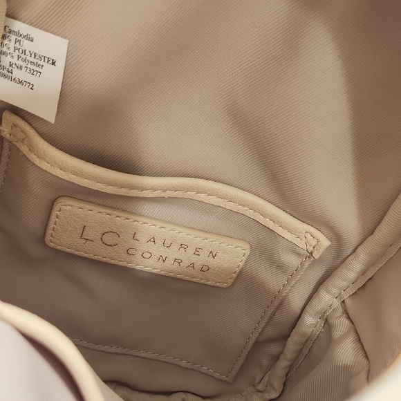 LC Lauren Conrad Cream and Gold Textured Backpack with Fur Accent main image 7